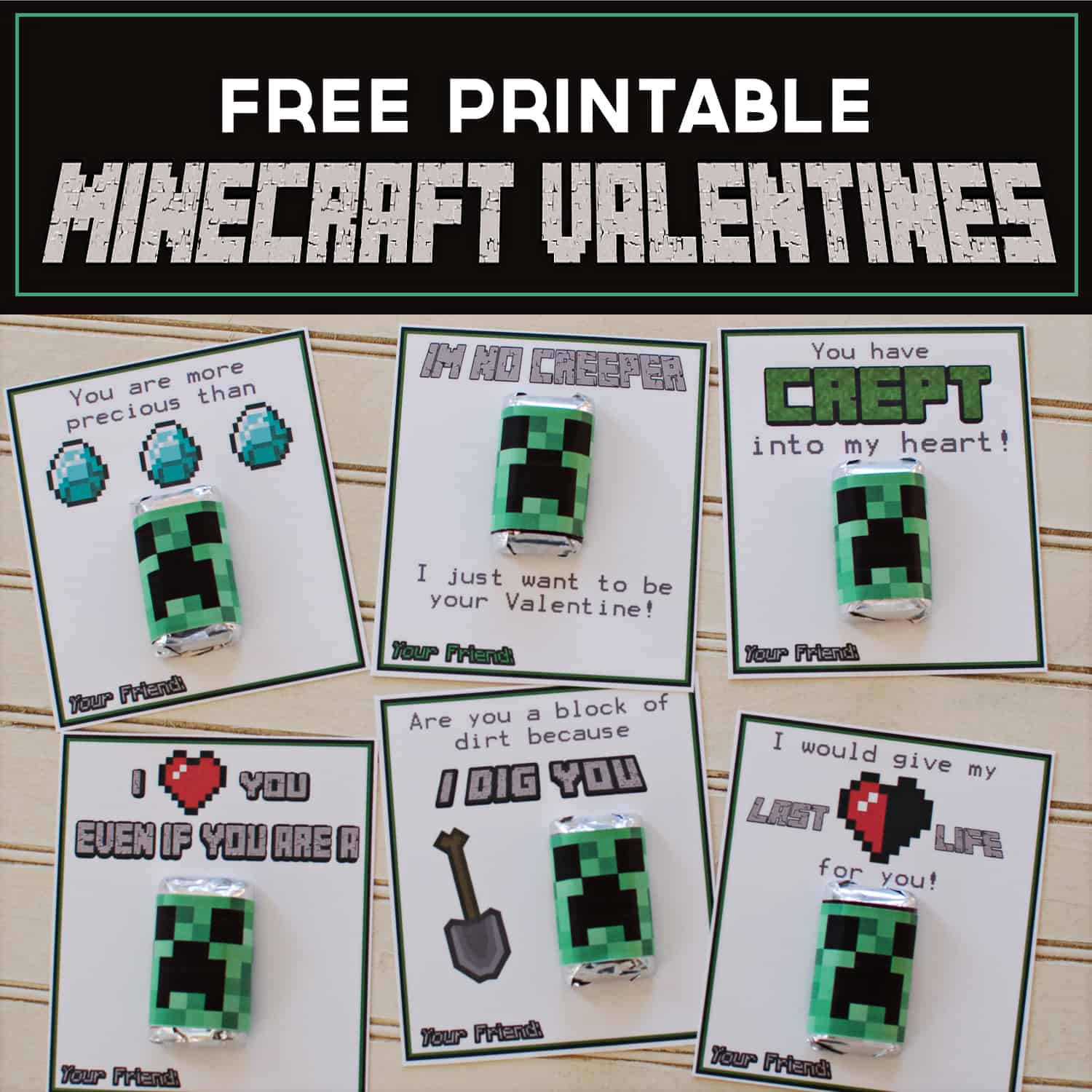 Free Printable Minecraft Valentines