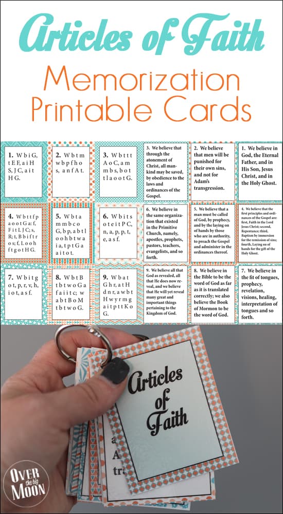 Free Printable Article Of Faith Cards