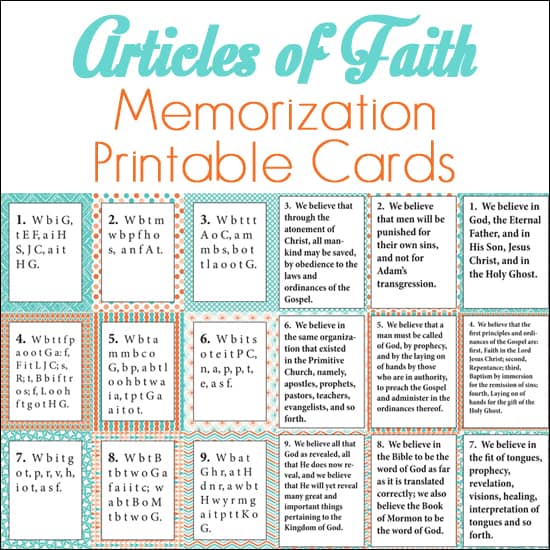 Article of Faith Memorization Printable Cards Over The Big Moon