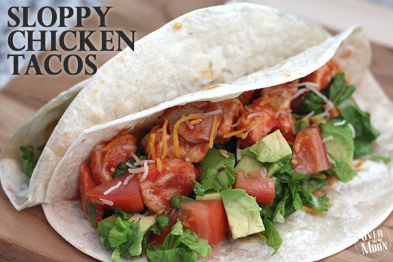 Sloppy Chicken Tacos | Over the Big Moon - A chicken taco with a tomato sauce, with seasonings that make it soooo tasty!!