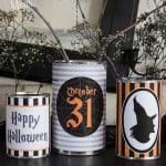 Halloween Can Wrappers - such an easy and fun Halloween Decor! From www.overthebigmoon.com!