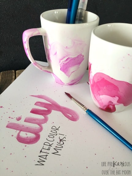 DIY Watercolor Mugs - Over The Big Moon