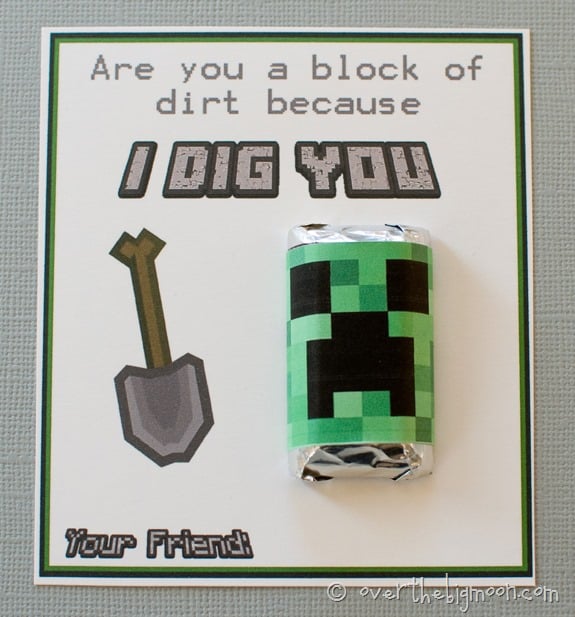 printable minecraft valentines with creeper candy wrapper