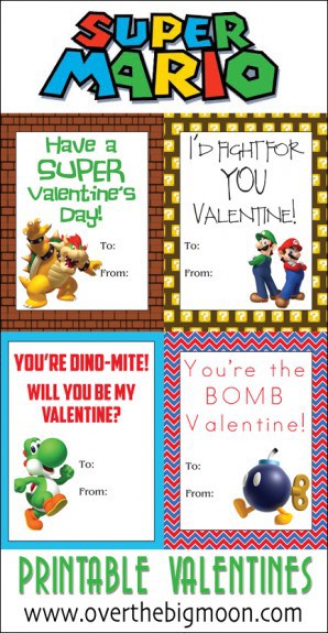 Super Mario Printable Valentines - Over The Big Moon