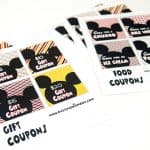 Printed Gift and Food Coupons for Disneyland