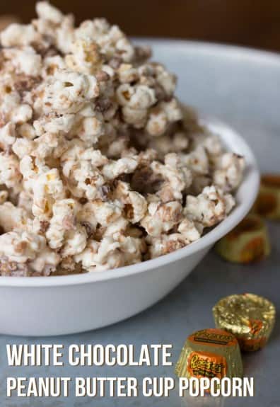 White Chocolate Peanut Butter Cup Popcorn
