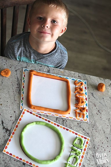 Learning Shapes Playdough Mats - just print on your home printer and laminate for hours of fun for your kiddos! From www.overthebigmoon.com!