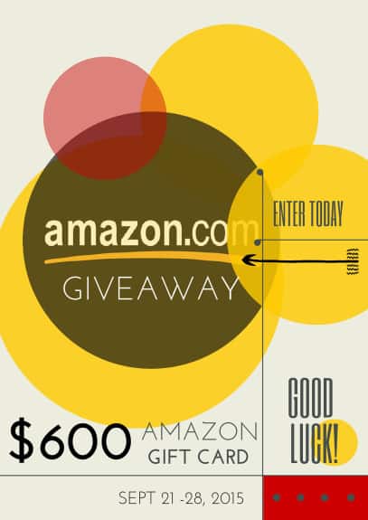 $600 Amazon.com Gift Card Giveaway from Top Bloggers! Hosted Sept 2015!