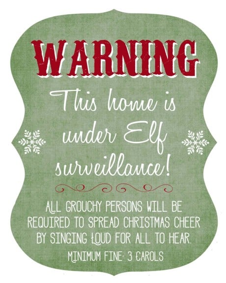 Elf Surveillance Printable and Pillow Tutorial! This is such a fun decoration for the Holiday season to let everyone know that the Elf is around! www.overthebigmoon.com!