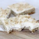 Banana Bars with Cream Cheese Frosting - the perfect treat to make with those brown bananas! From overthebigmoon.com!