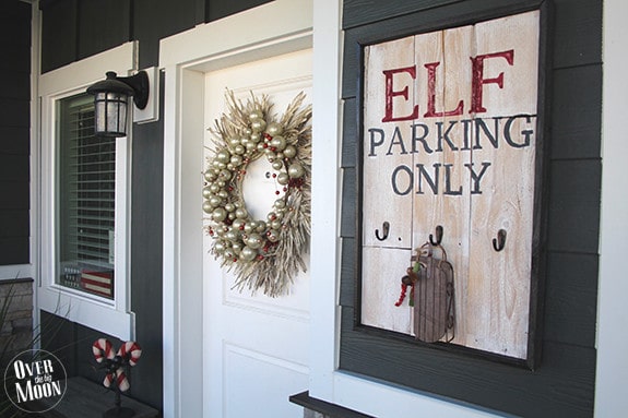 Rustic Elf Parking Pallet Sign Tutorial - your kids will love this! From www.overthebigmoon.com!