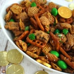St. Patrick's Day Chex Mix treat! Recipe at www.overthebigmoon.com!