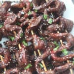 Quick and Easy Beef Teriyaki Skewers - this is for sure a no fail dinner that everyone loves! Promise! From www.overthebigmoon.com!