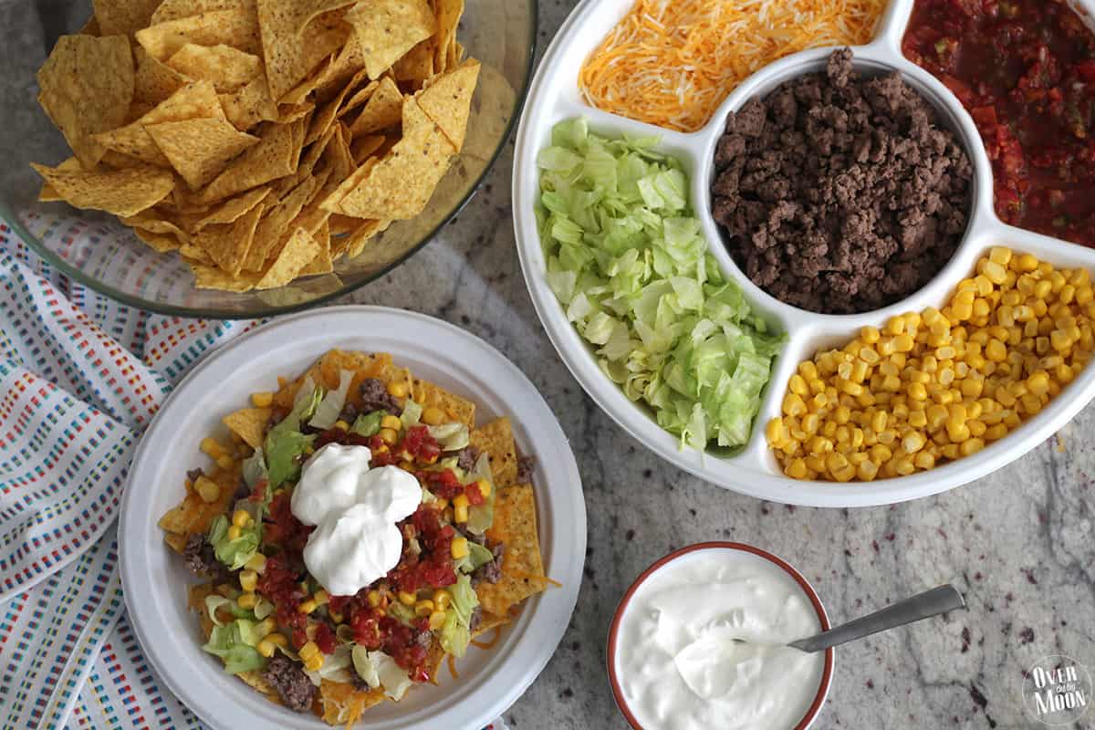 nacho bar on kitchen island