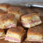 These Ham & Swiss Sliders are too yummy! Perfect for a large lunch get together!