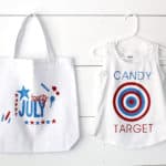 4th of July CANDY TARGET SHIRT and Candy Tote! Such easy DIY's and this shirt is sure to get you WAY more candy at parades! From www.overthebigmoon.com!
