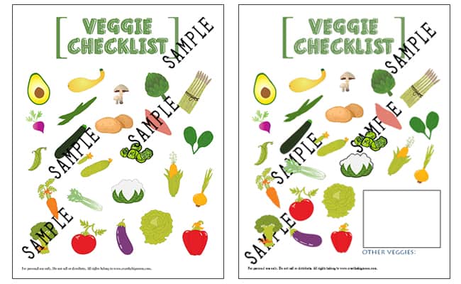 Kids Vegetable Checklist Printable - perfect to help kids get motivated to try new veggies! From www.overthebigmoon.com!