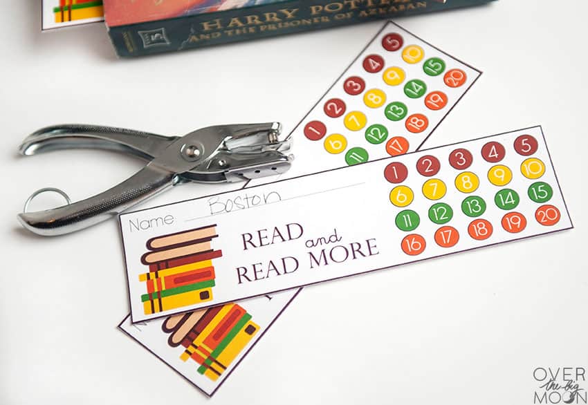 Printable Bookmark that Kids can Punch with a hole puncher!