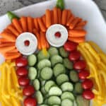 This Owl Veggie Tray is such a fun extra touch for any Fall gathering! | www.overthebigmoon.com