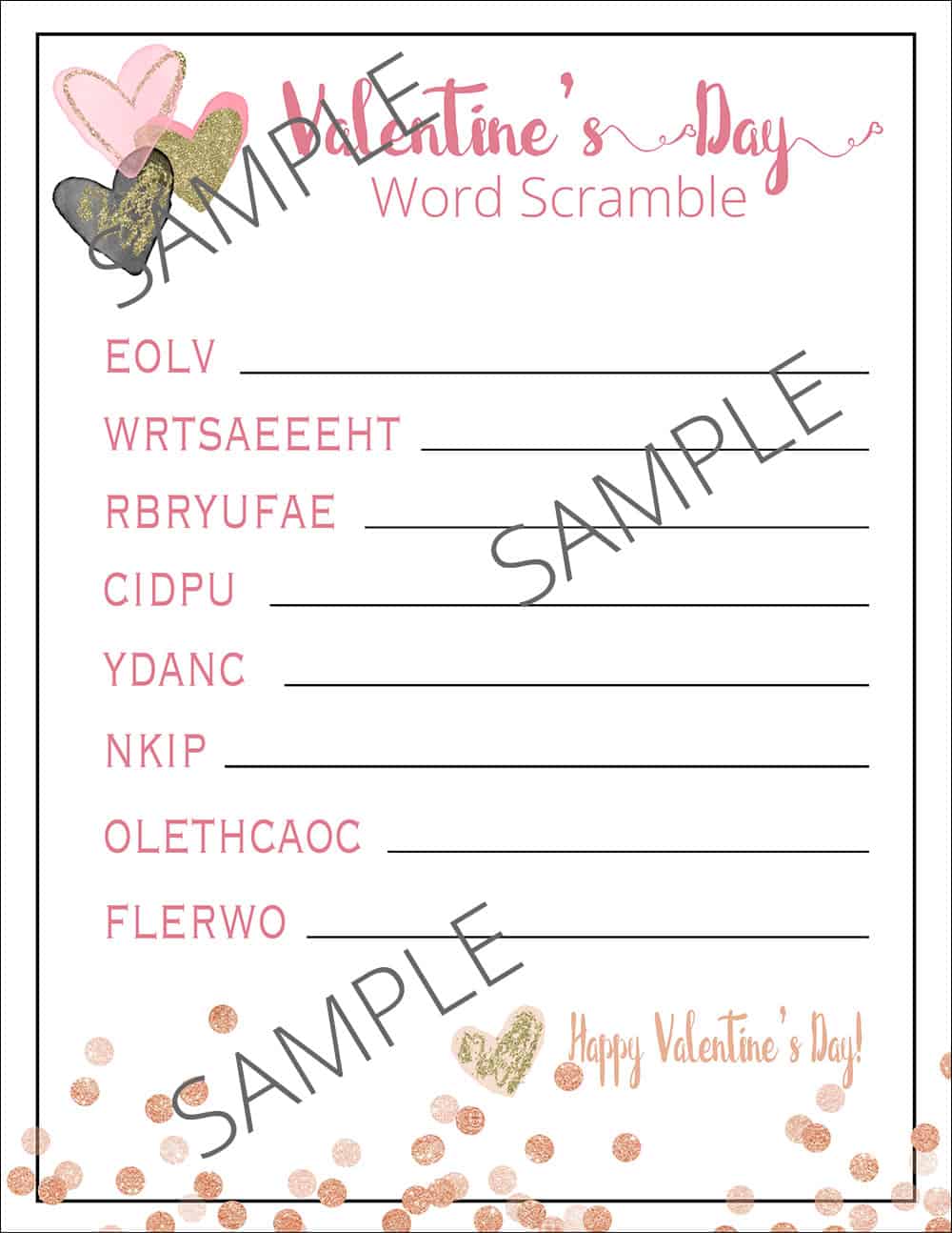 Valentine s Day Word Scramble Over The Big Moon