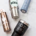 10 Easy DIY Mom Tumbler Vinyl Designs -- such an easy and fun way to add some personality to your water bottle or coffee tumbler! From overthebigmoon.com! #vinyl #tumbler #cricutmade #cricut