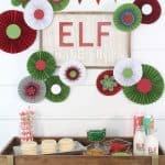 Elf Cookie Station Setup - the backdrop is made with my Cricut Maker! From overthebigmoon.com!