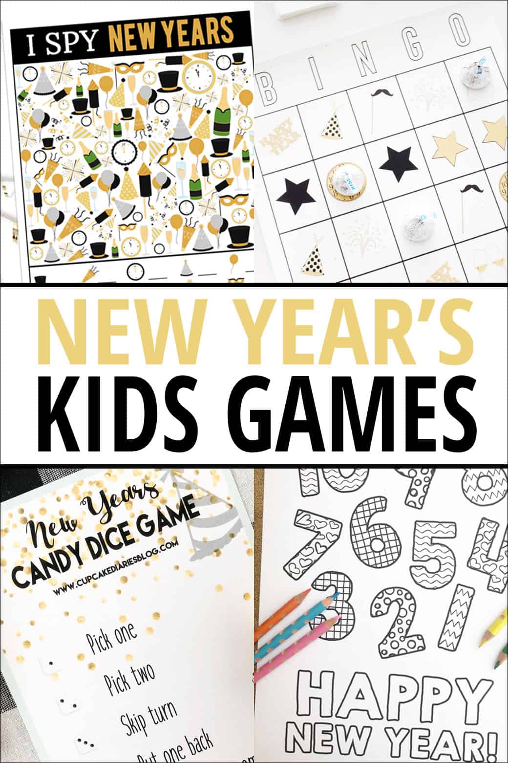New Years Printable Games for Kids - these printable games are sure to make your family New Years Party even more fun! From overthebigmoon.com!