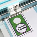Printed page loaded on a LightGrip mat and loaded in the Cricut Maker. From overthebigmoon.com!
