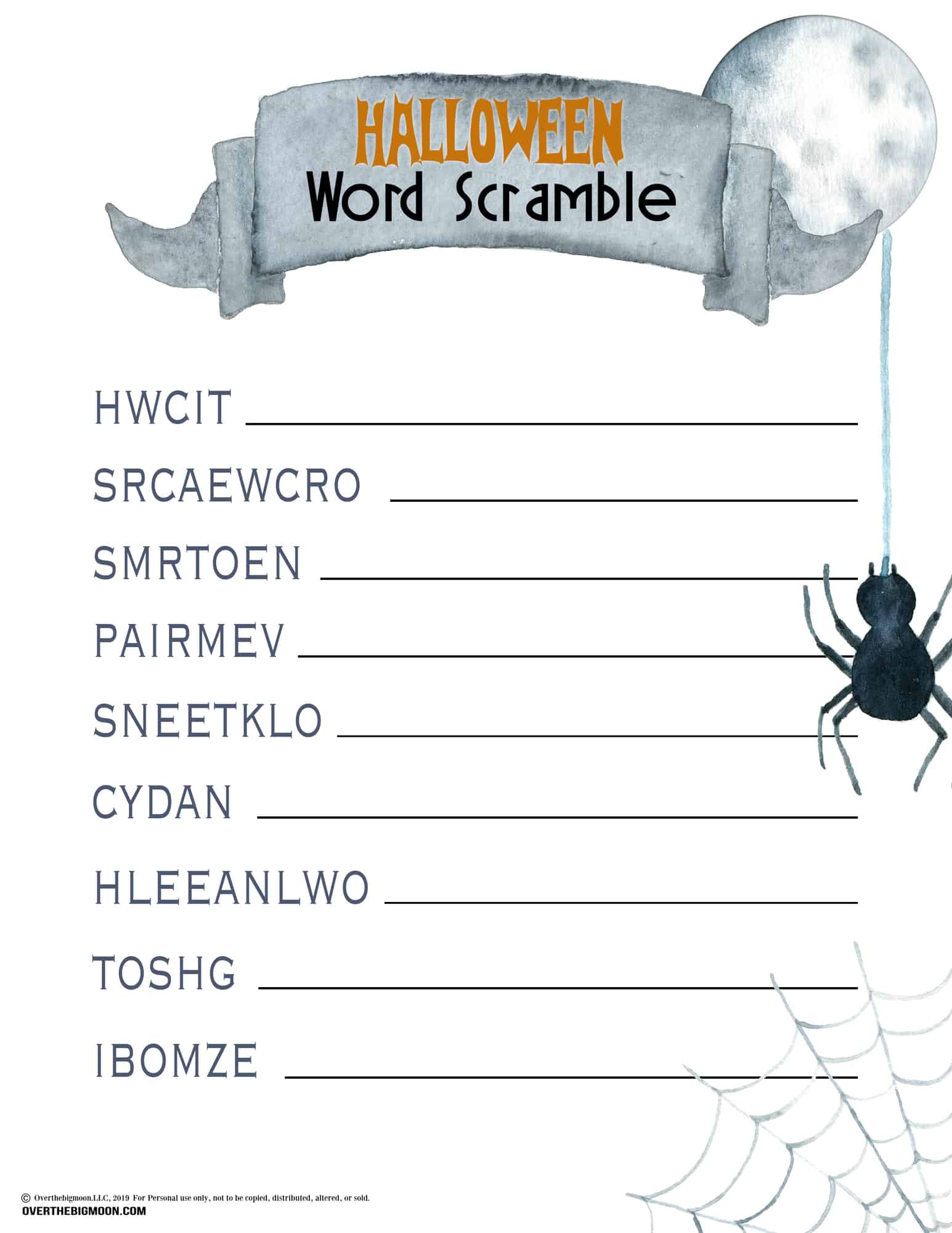 Halloween Word Scramble Game Eighteen25