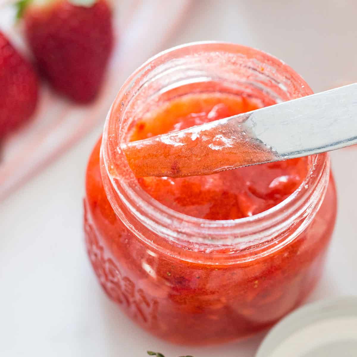 No Cook Easy Strawberry Jam Recipe - Over the Big Moon