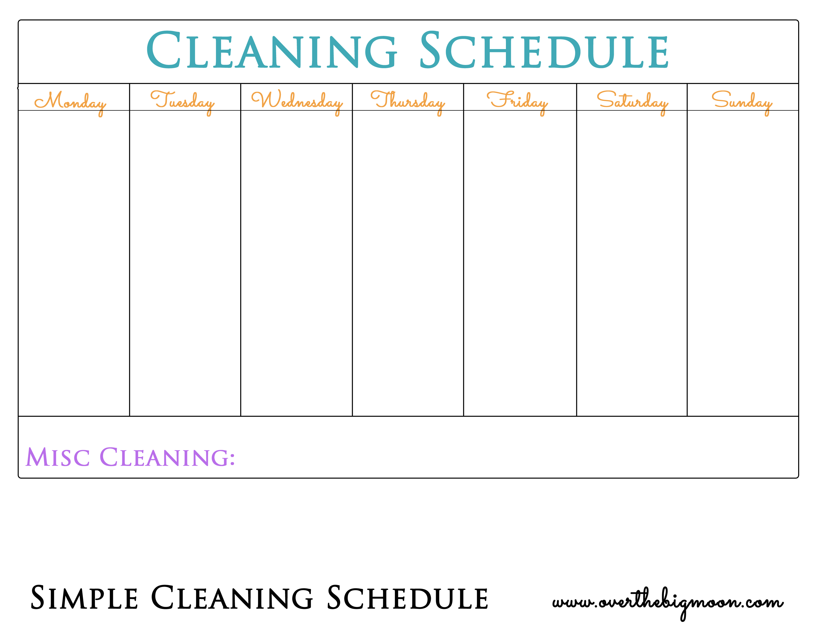 Weekly Chore Chart For Couples