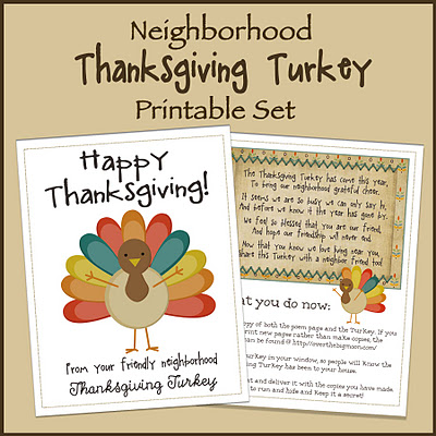 Neighborhood Thanksgiving Turkey Printable Set - Over The Big Moon