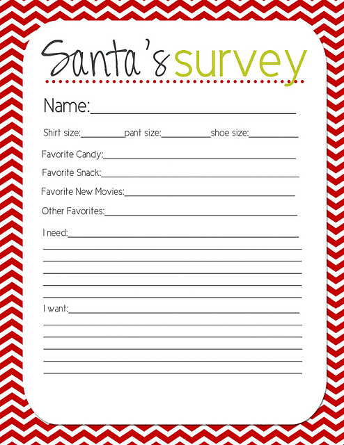 Santa's Survey Free Printable